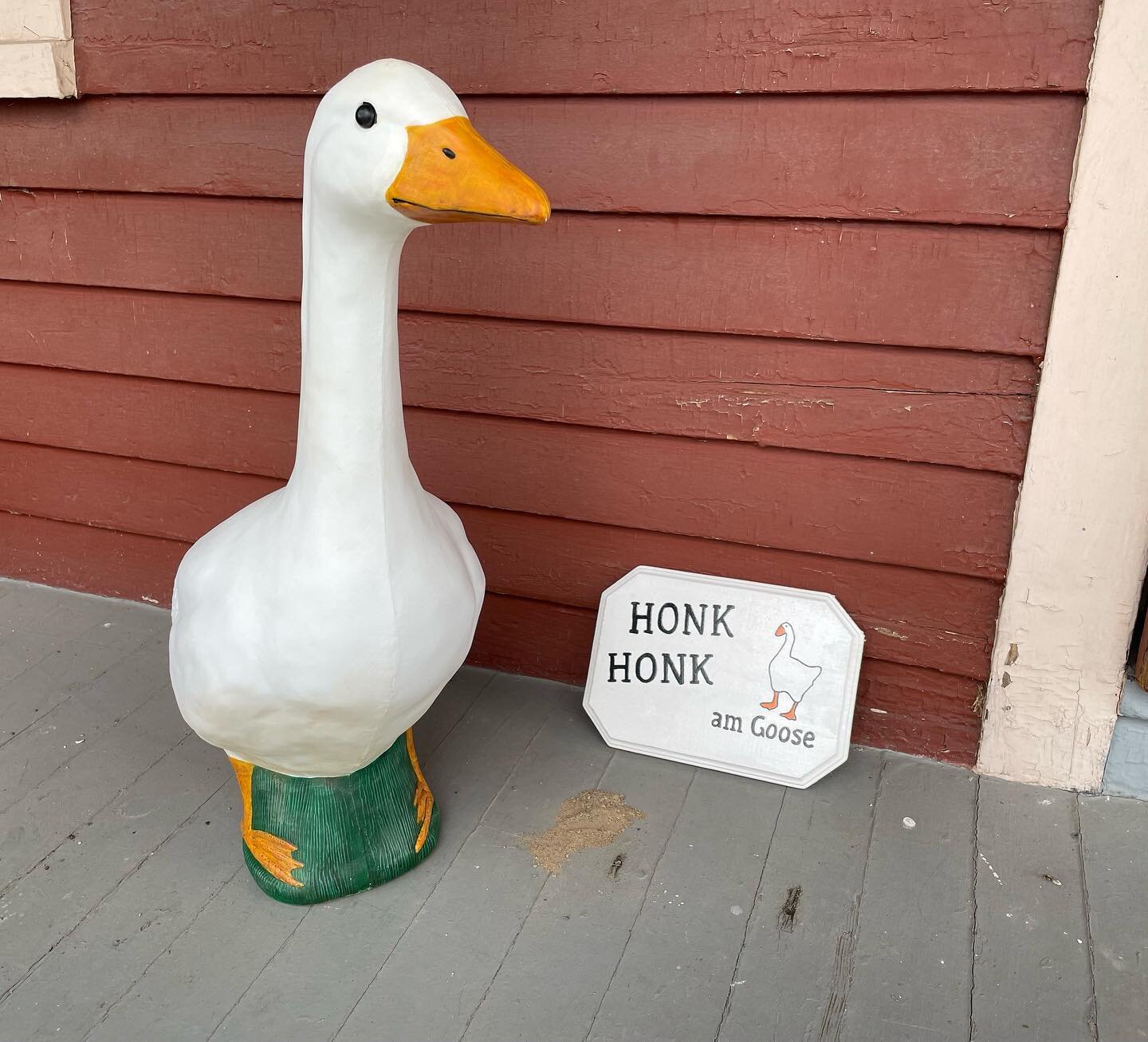 Most recent art project completed and newest home decoration added! Inspired by @jacksepticeye and his #untitledgoosegame play through lol #porchgoose #jacksepticeye #honkhonkamgoose